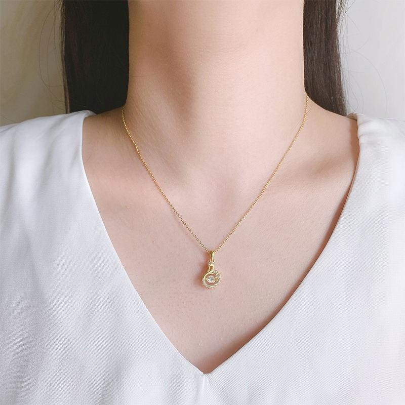 Lustrous Swan Charm Necklace 2 