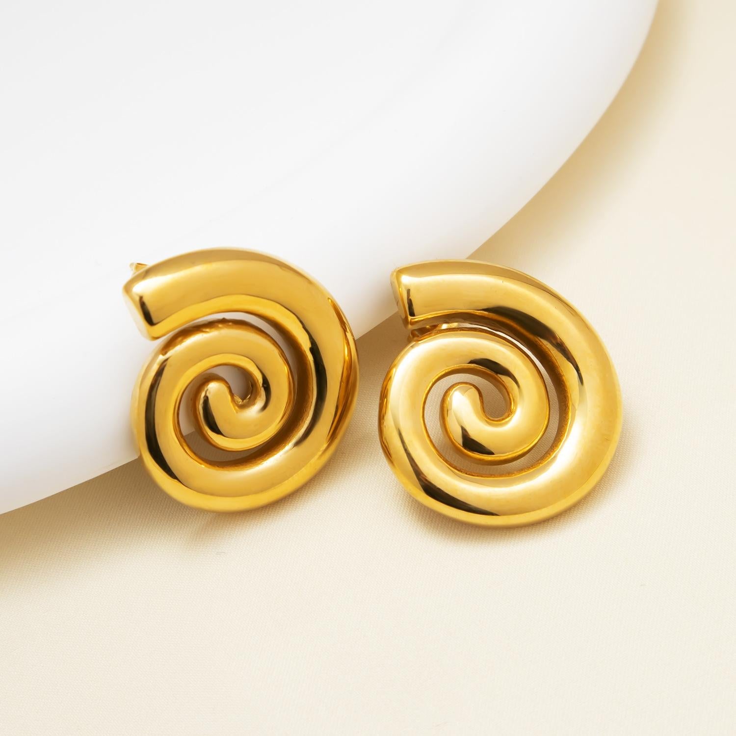 Luxe Golden Twirl Snail Earrings
