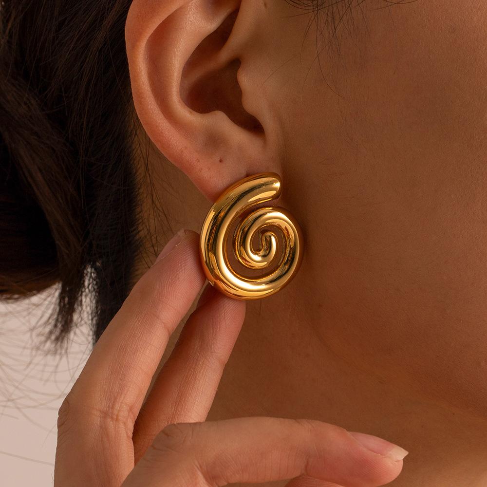 Luxe Golden Twirl Snail Earrings