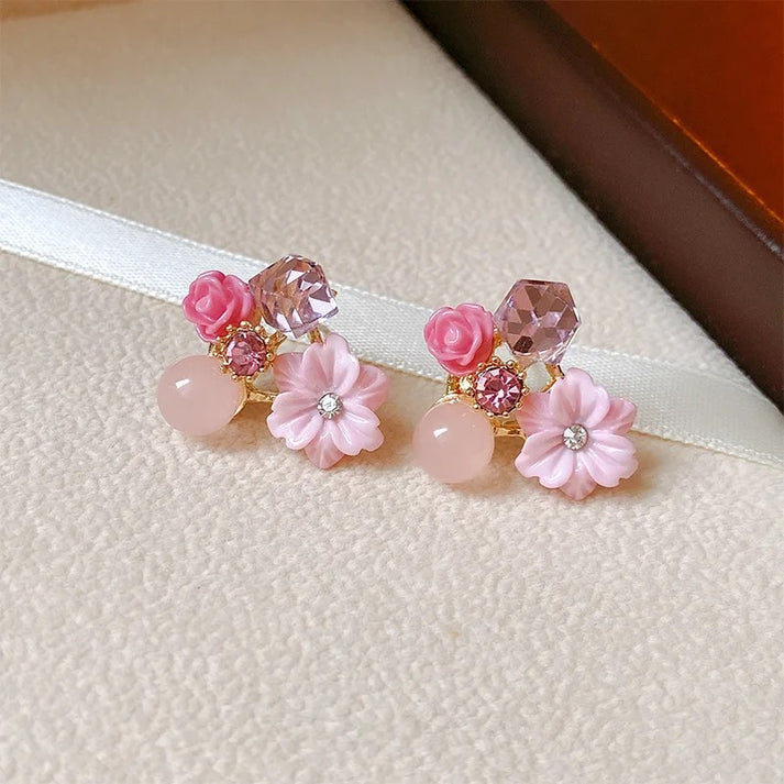 Pink-Crystal-Flower-Earrings 1