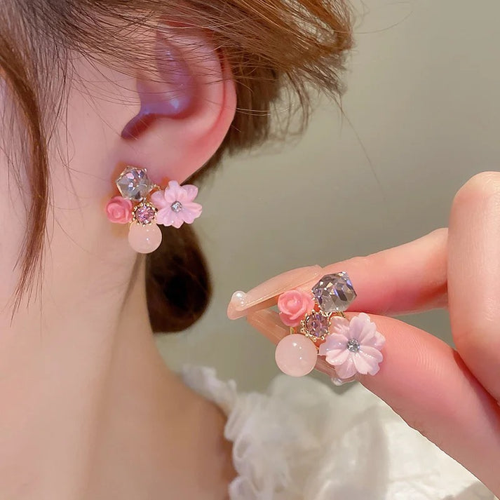 Pink-Crystal-Flower-Earrings 2