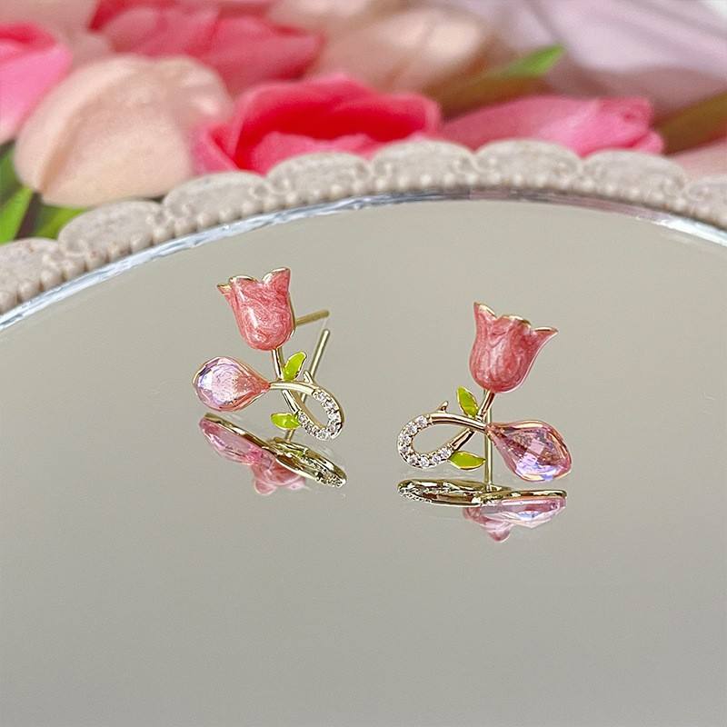 Pink-Crystal-Tulip-Earrings 1