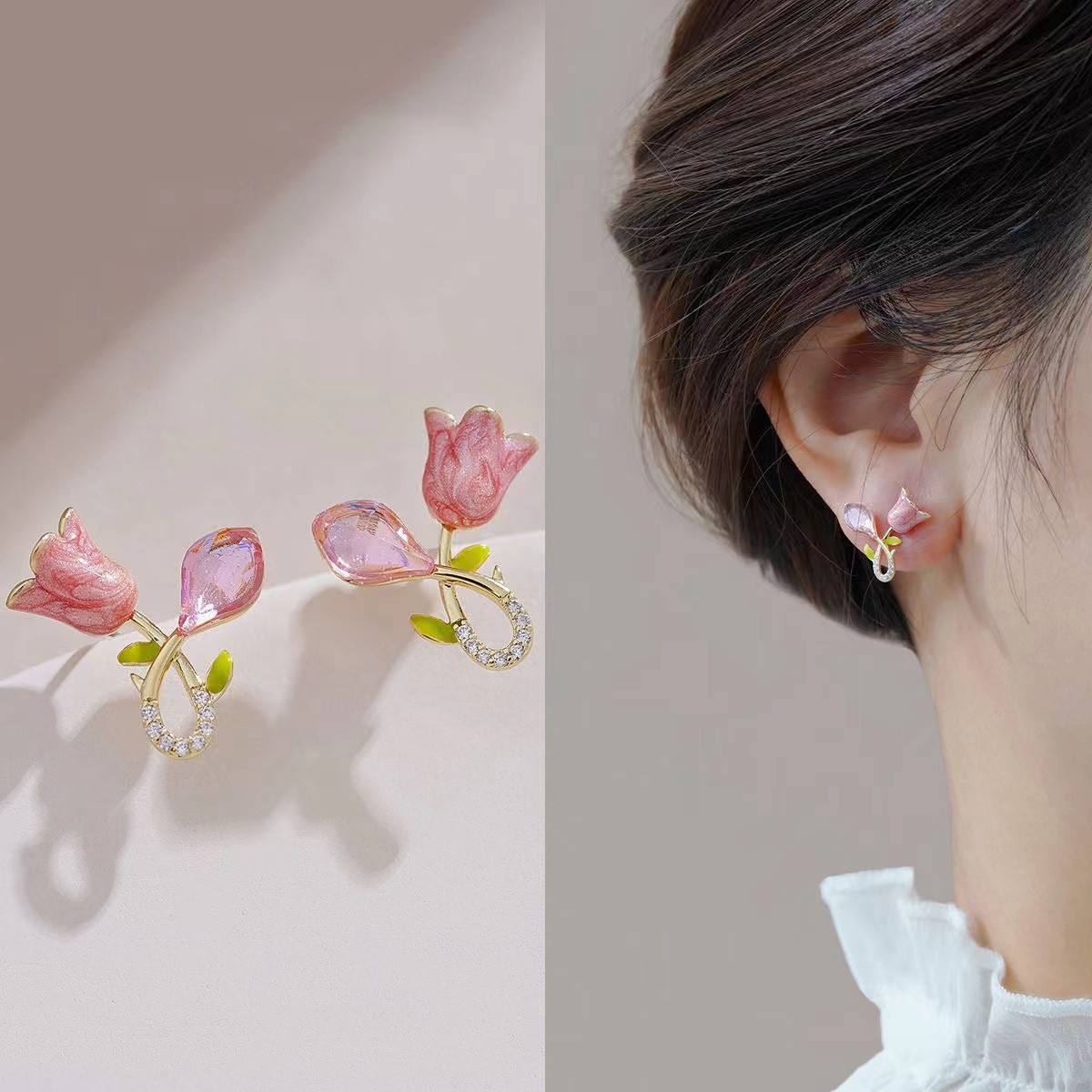 Pink-Crystal-Tulip-Earrings 2