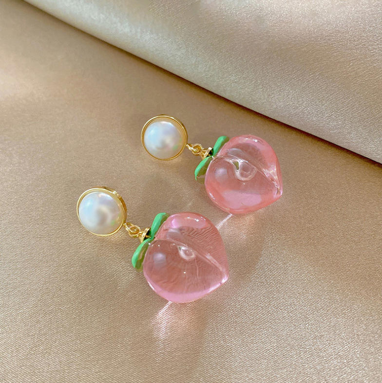 Pink-Heart-Pearl-Earrings 3