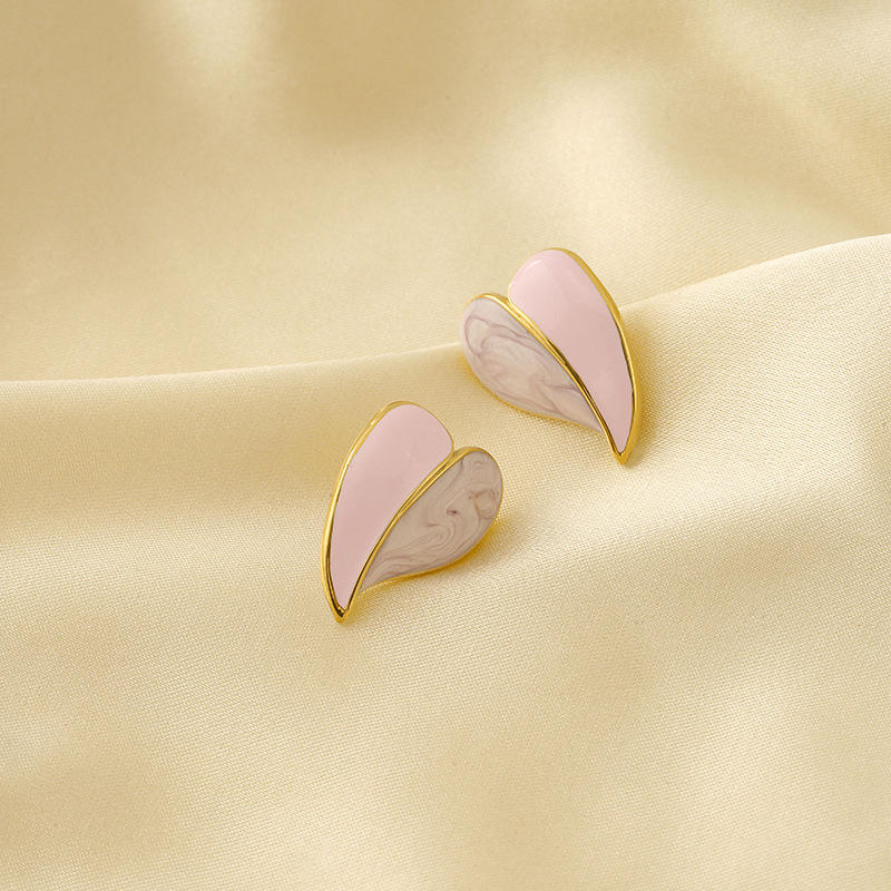Pink-and-Gold-Heart-Earrings 1