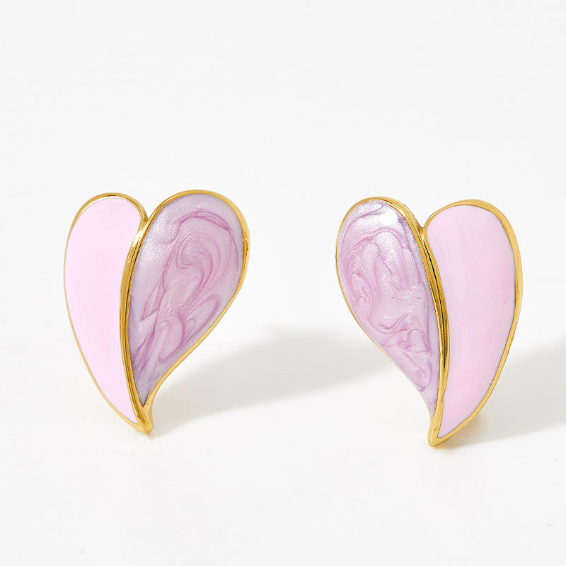 Pink-and-Gold-Heart-Earrings 3