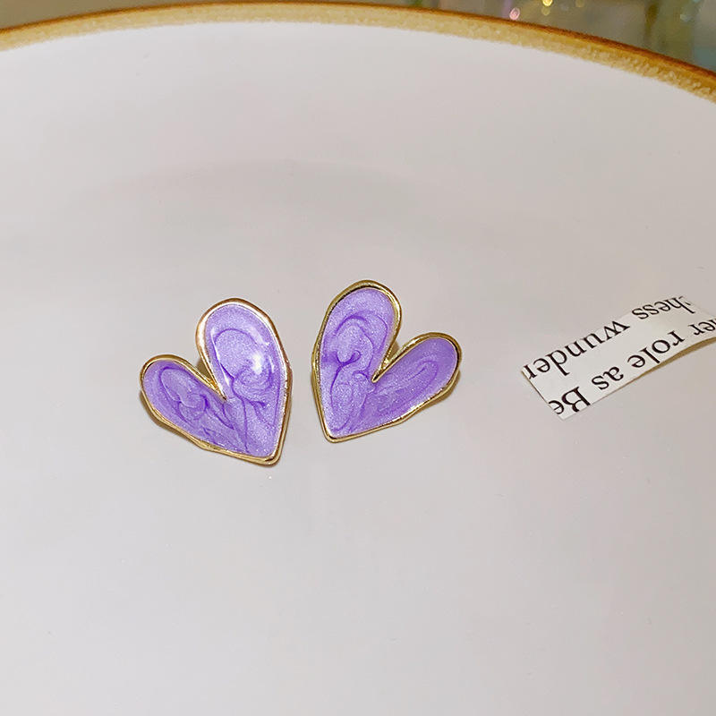 Purple-Enamel-Heart-Earrings 1
