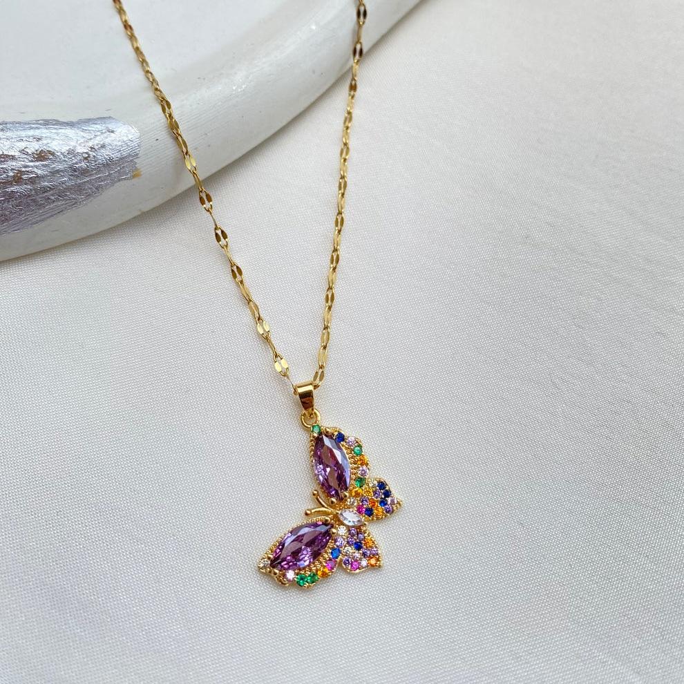 Rainbow Wings Butterfly Necklace 1 