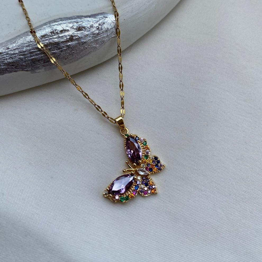 Rainbow Wings Butterfly Necklace 2 