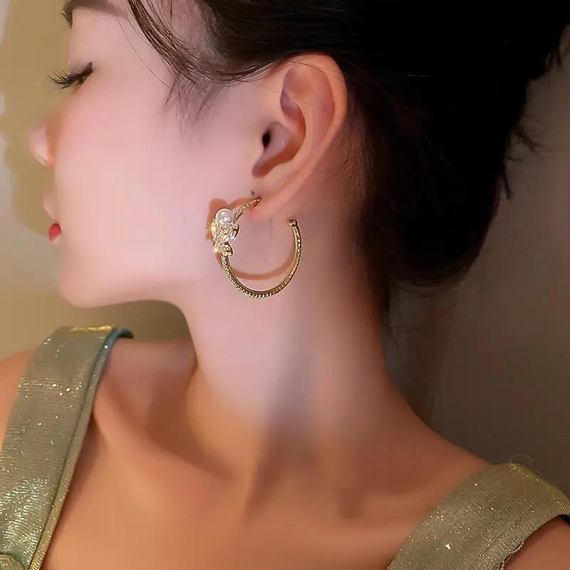 Rhinestone & Pearl Butterfly Earrings