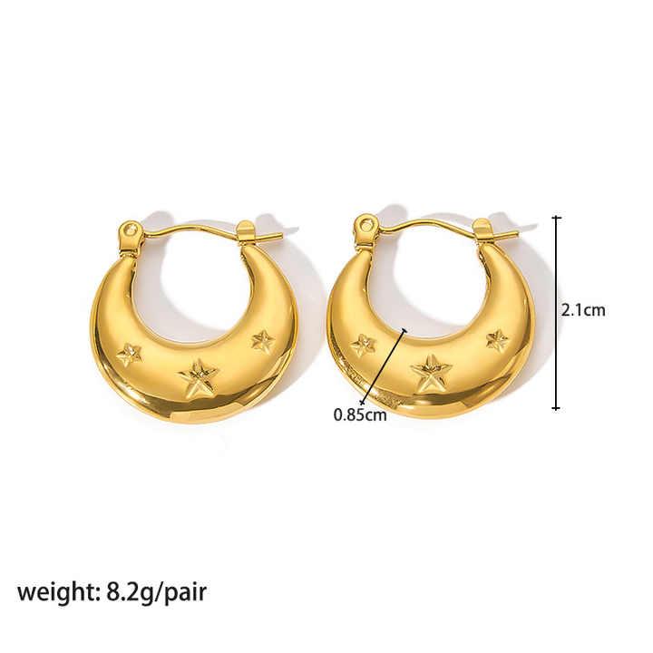 Round Start Studded Hoop Earrings
