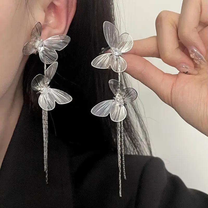 Silver Butterfly Dangle Earrings