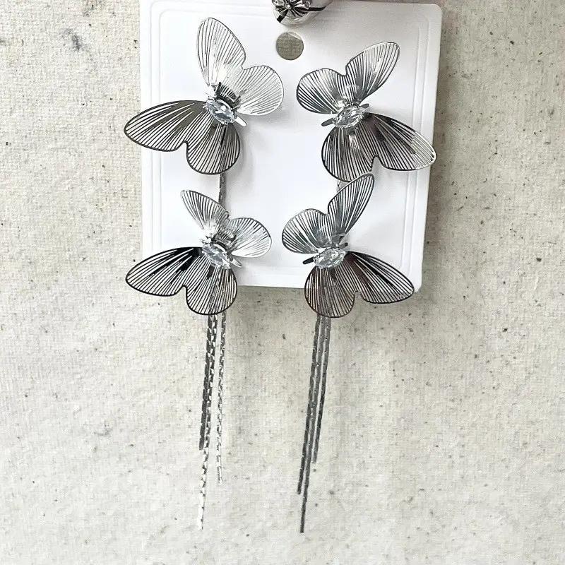 Silver Butterfly Dangle Earrings