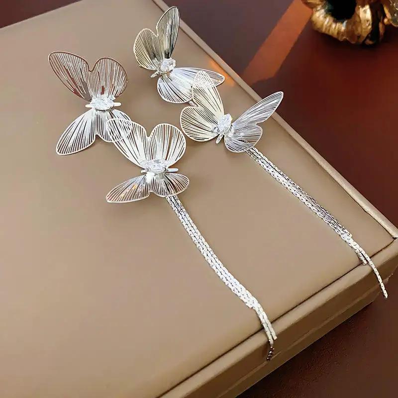 Silver Butterfly Dangle Earrings