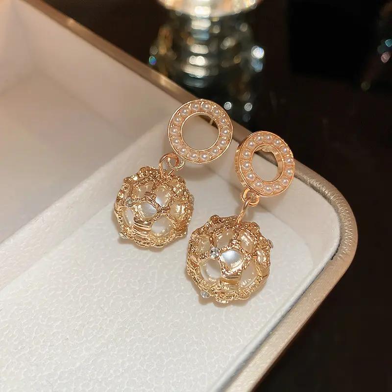 Sither Pearls Cage Drop Earrings