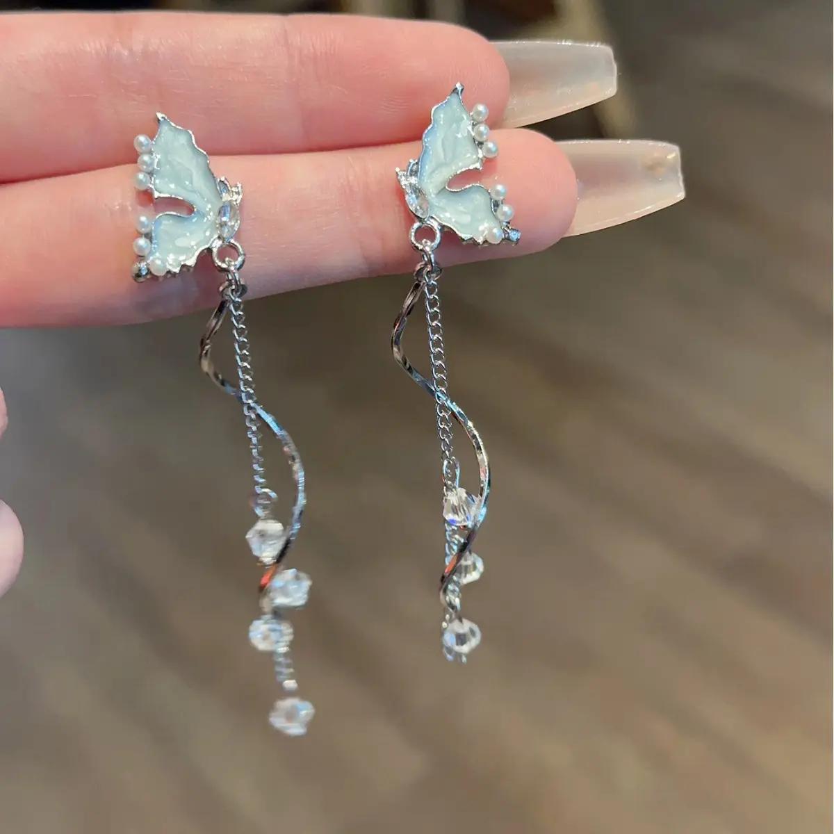 Sky Blue Butterfyl Dangle Earrings