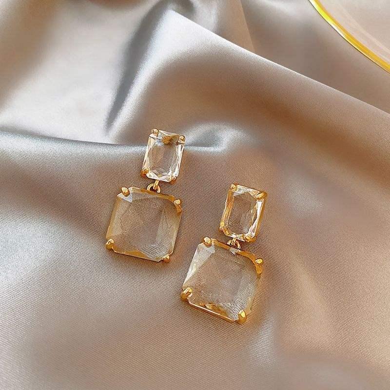 Square Crystal Drop Earrings