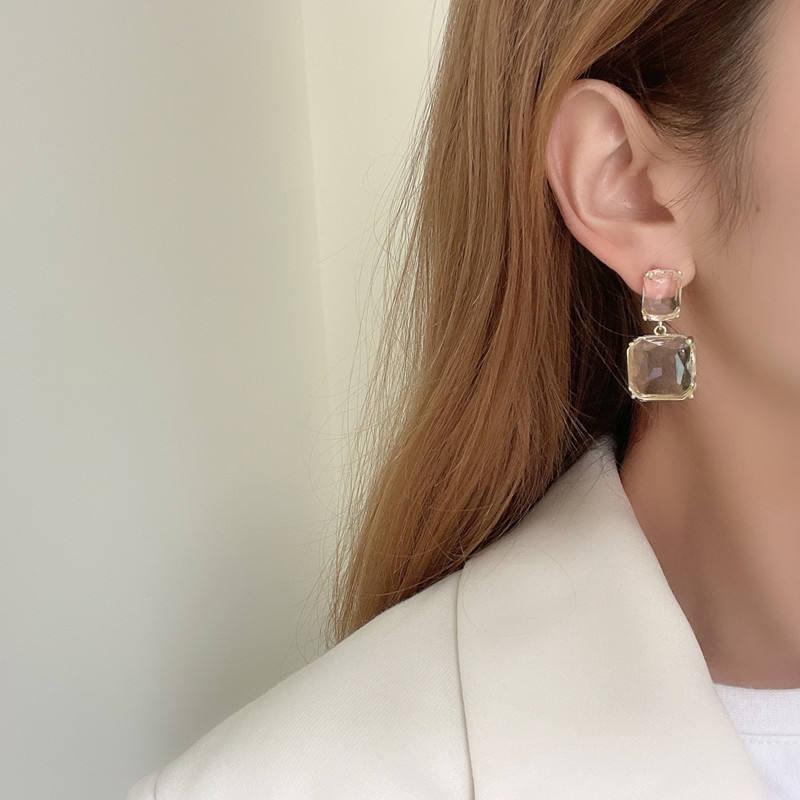 Square Crystal Drop Earrings