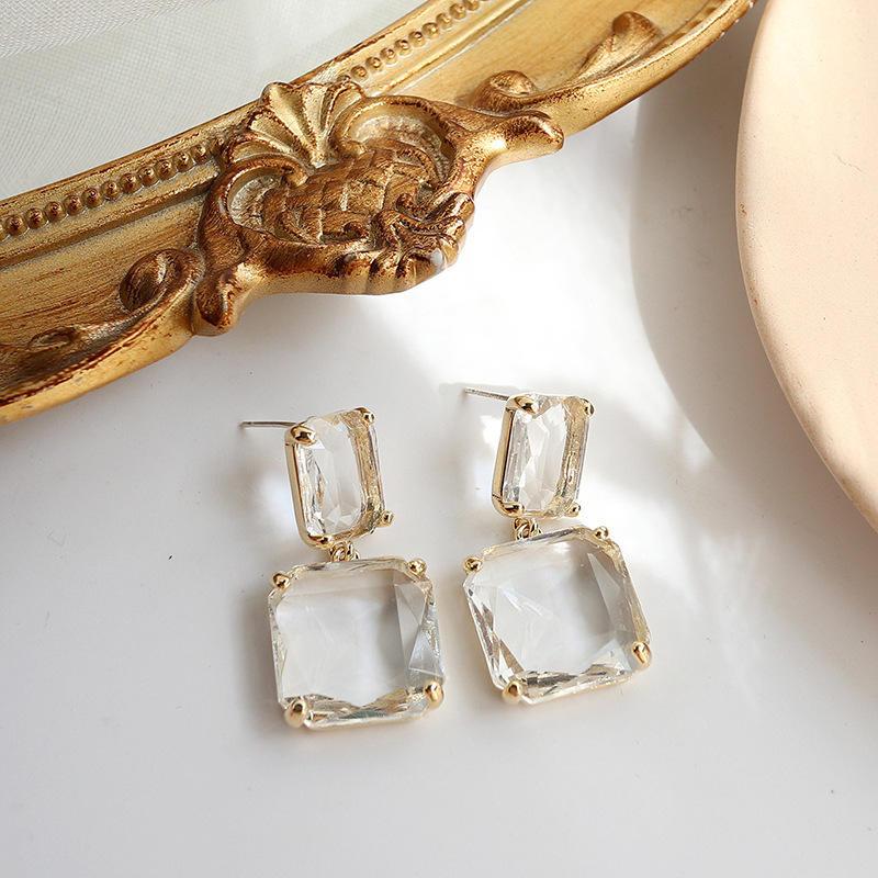 Square Crystal Drop Earrings