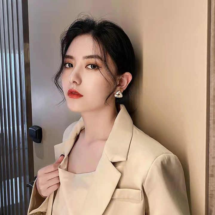 Triangluar Softwrap White Earrings