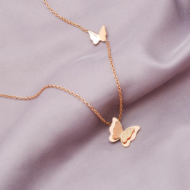 Twin Butterfly Rose Gold Necklace 1 