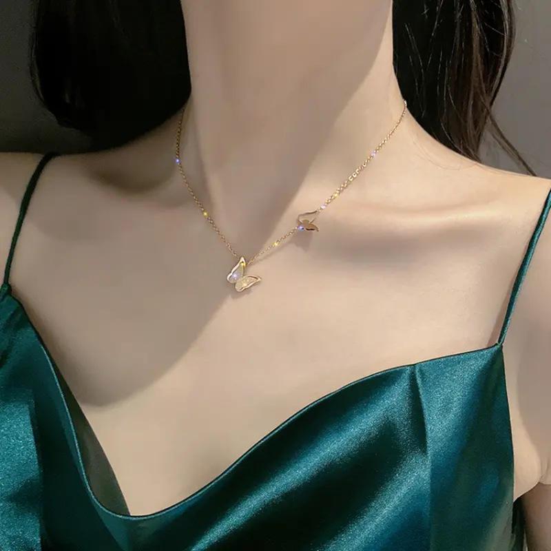Twin Butterfly Rose Gold Necklace 2 
