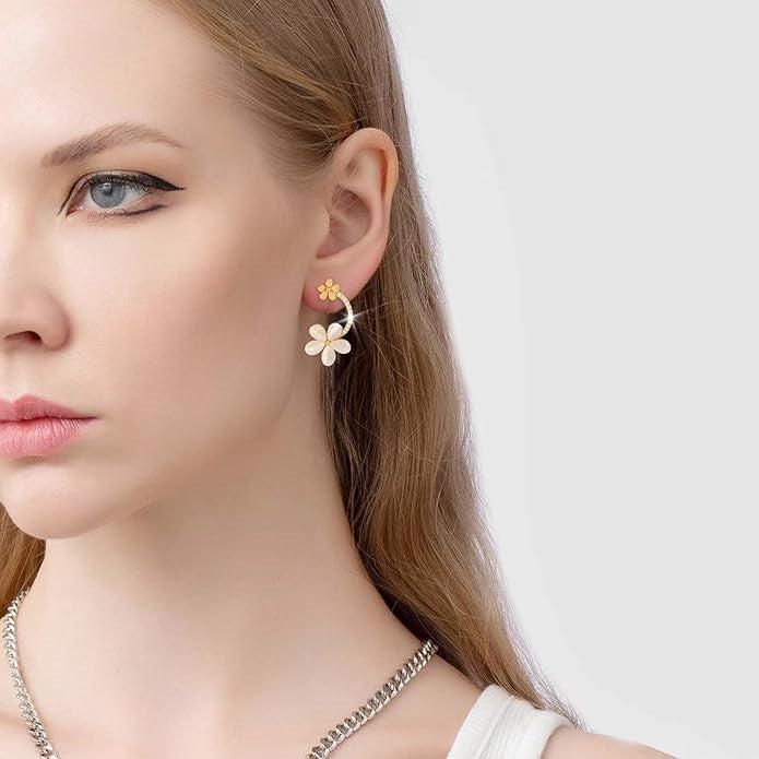 White Blossom Stone Earrings