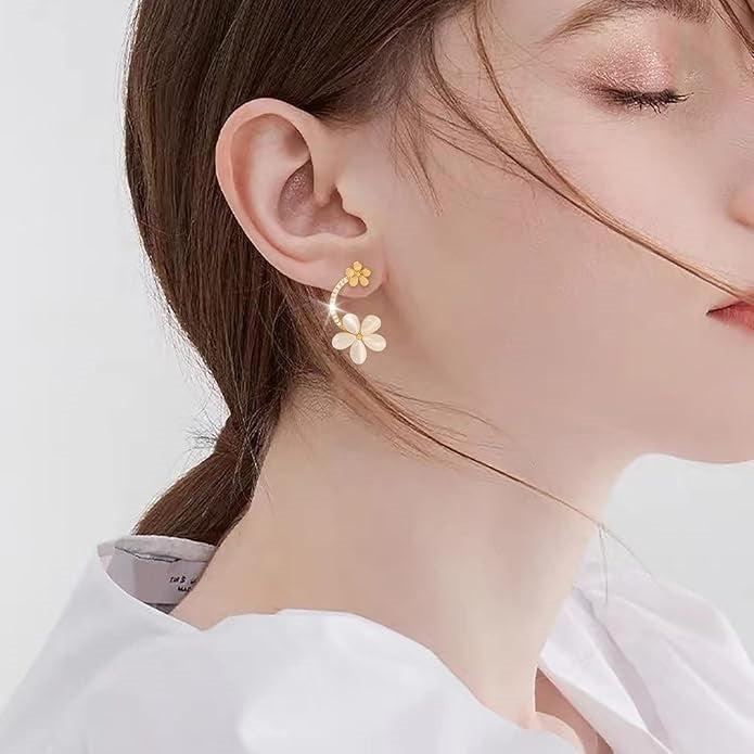 White Blossom Stone Earrings