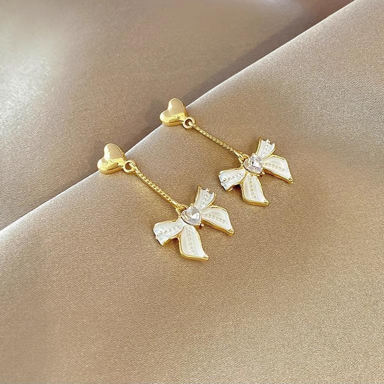 White-Bow-Drop-Earrings 3