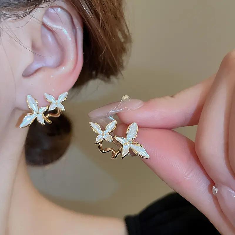 White Butterfly Elegance Earrings