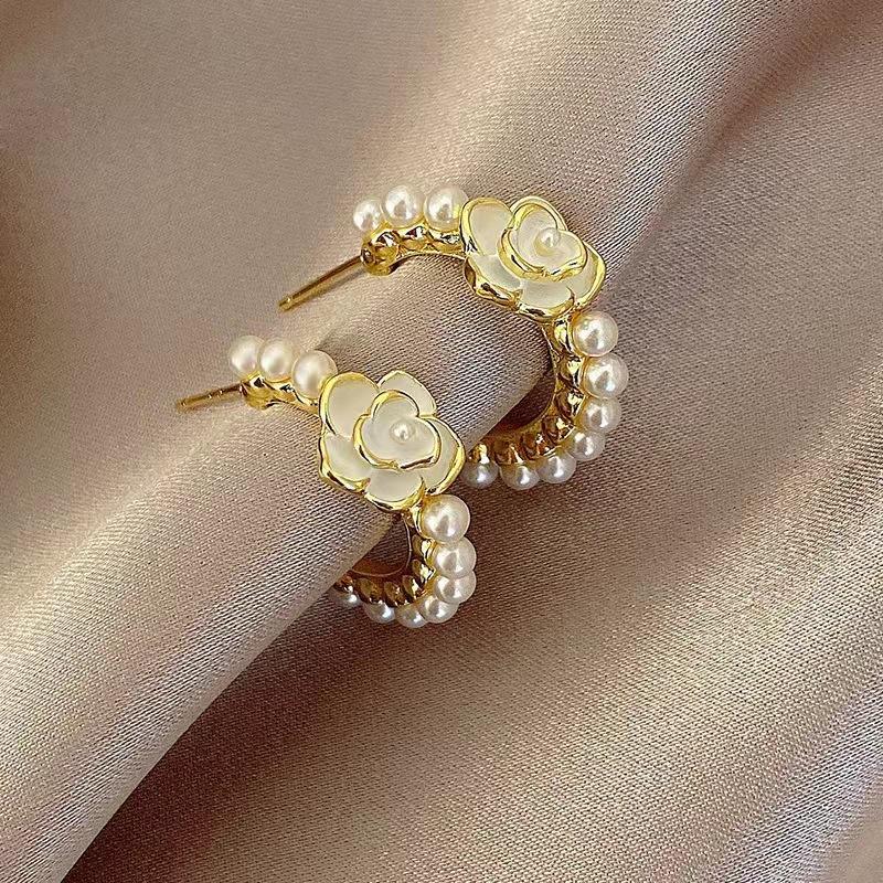 White-Camellia-Hoop-Earrings 1