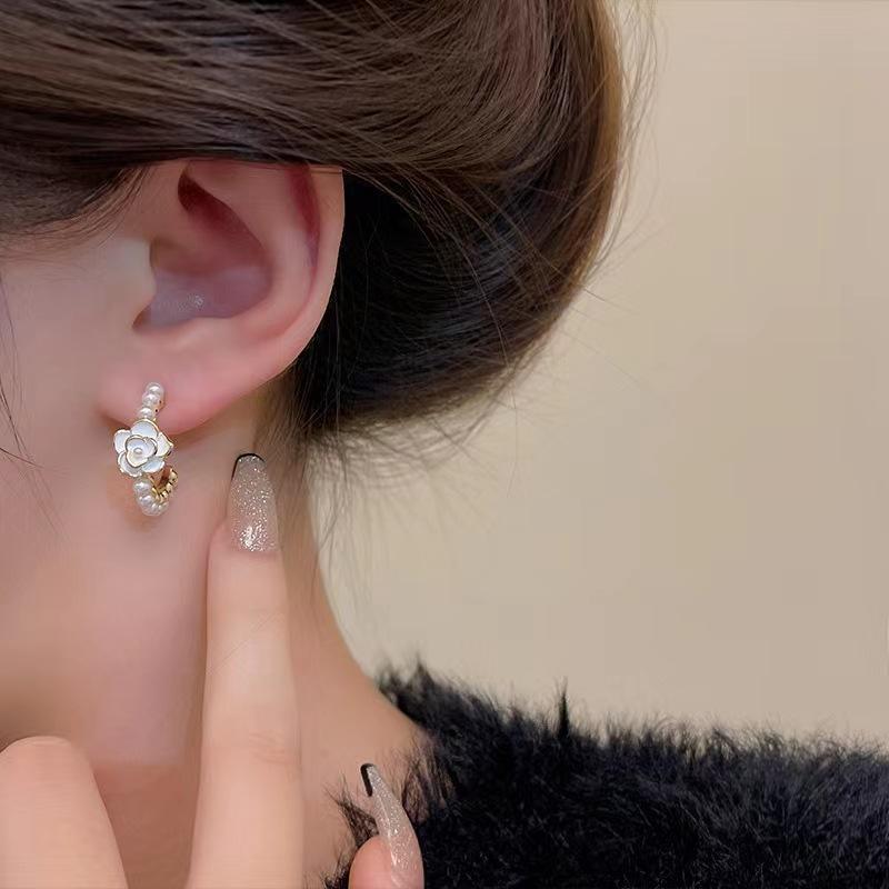 White-Camellia-Hoop-Earrings 3