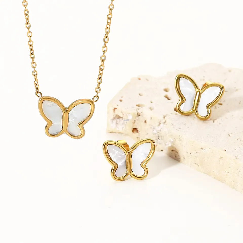 White & Gold Butterfly Combo Set