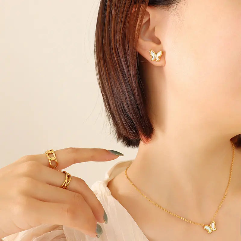 White & Gold Butterfly Combo Set