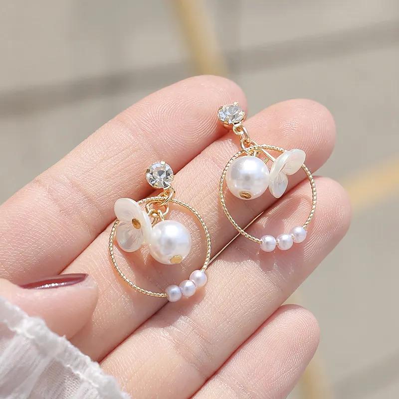 Zircon Pearl Wind Chime Earrings