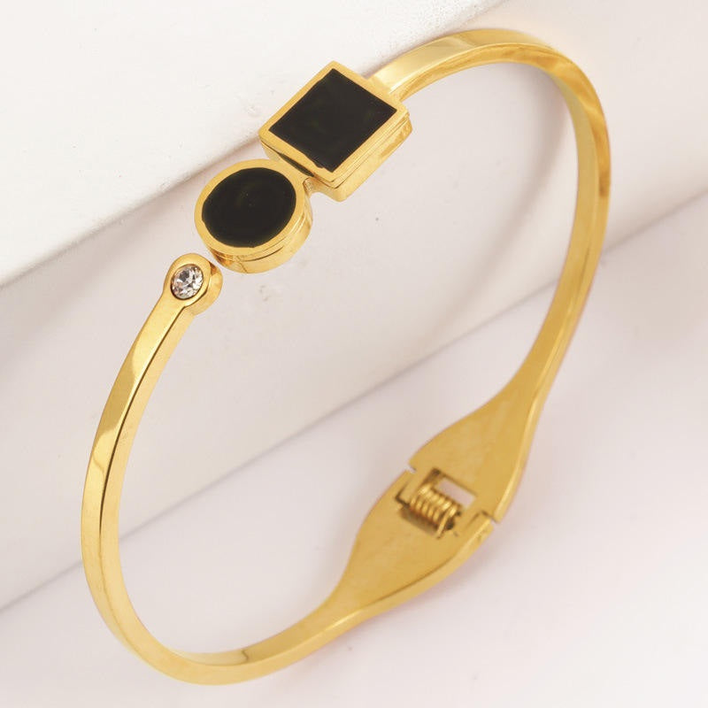 Black Geometric Anti-Tarnish Bracelet